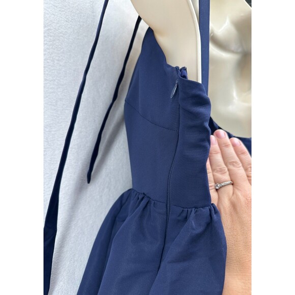 Sachin & Babi Elanor Dress Size 2 Navy Bow Tie Straps Taffeta Formal Evening - Picture 10 of 14
